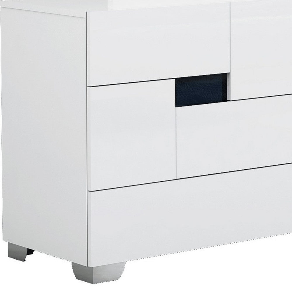 62" White Solid Wood Six Drawer Double Dresser