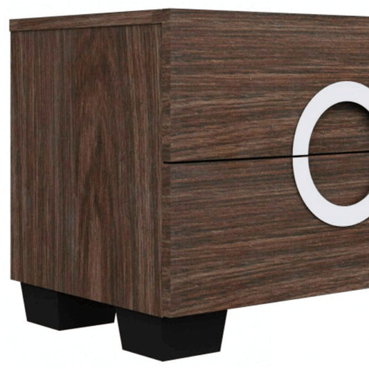 18" Brown Two Drawers Manufactured Wood Mirrored Nightstand