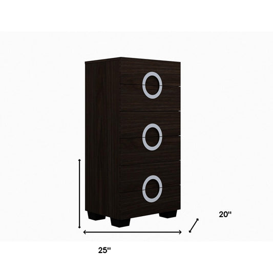 25" Brown Wood Six Drawer Dresser