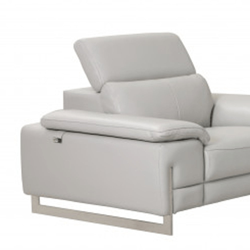 Three Piece Indoor Light Gray Italian Leather Six Person Seating Set