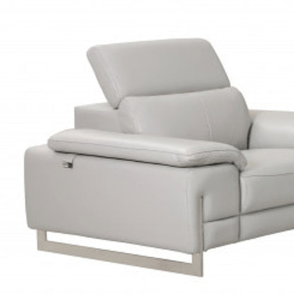 Three Piece Indoor Light Gray Italian Leather Six Person Seating Set