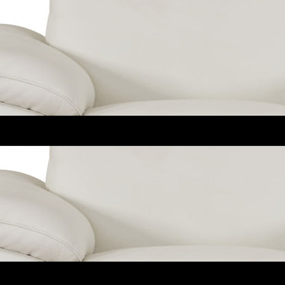 Three Piece Indoor White Italian Leather Six Person Seating Set