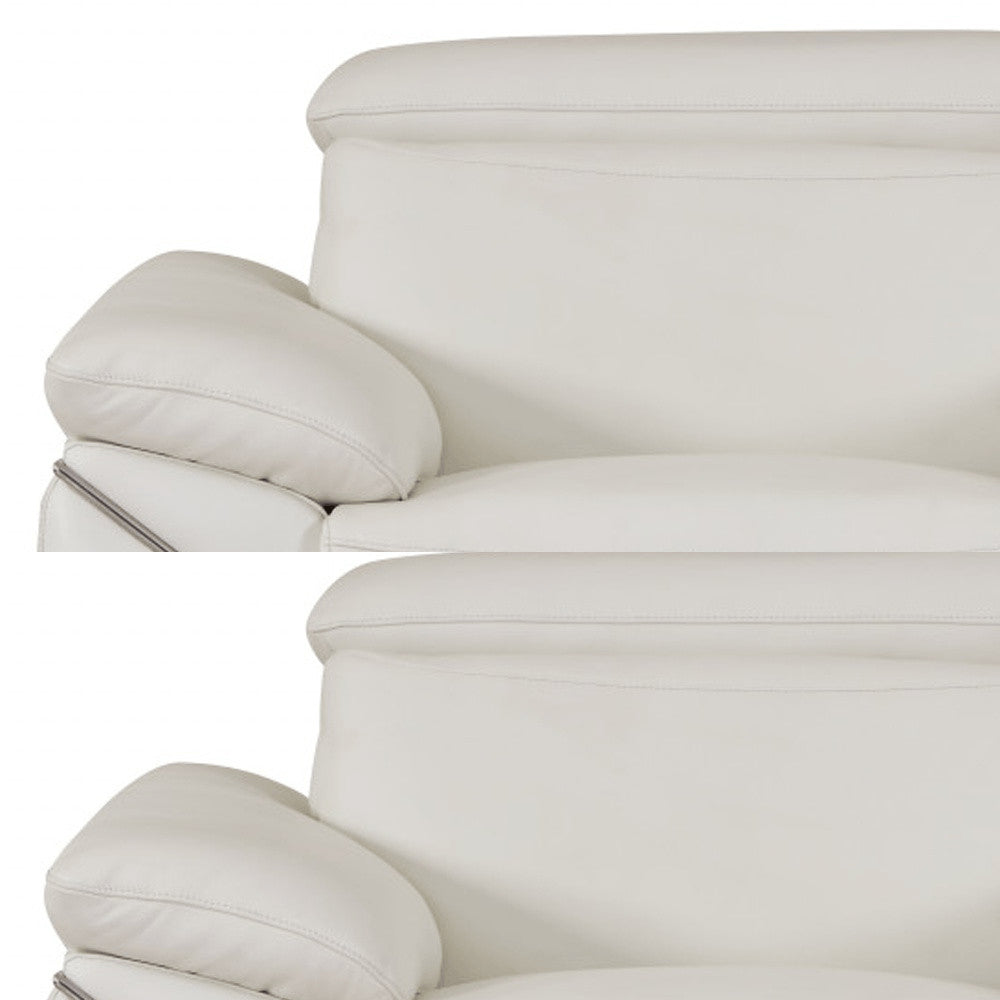 Three Piece Indoor White Italian Leather Six Person Seating Set