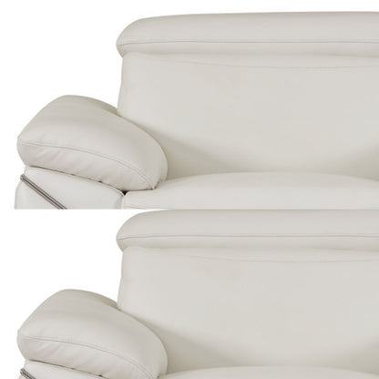 Three Piece Indoor White Italian Leather Six Person Seating Set