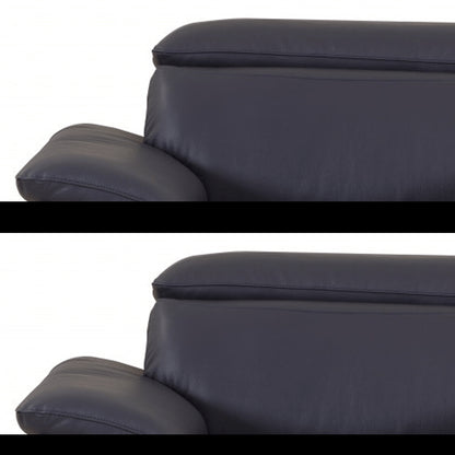 Three Piece Indoor Blue Italian Leather Six Person Seating Set