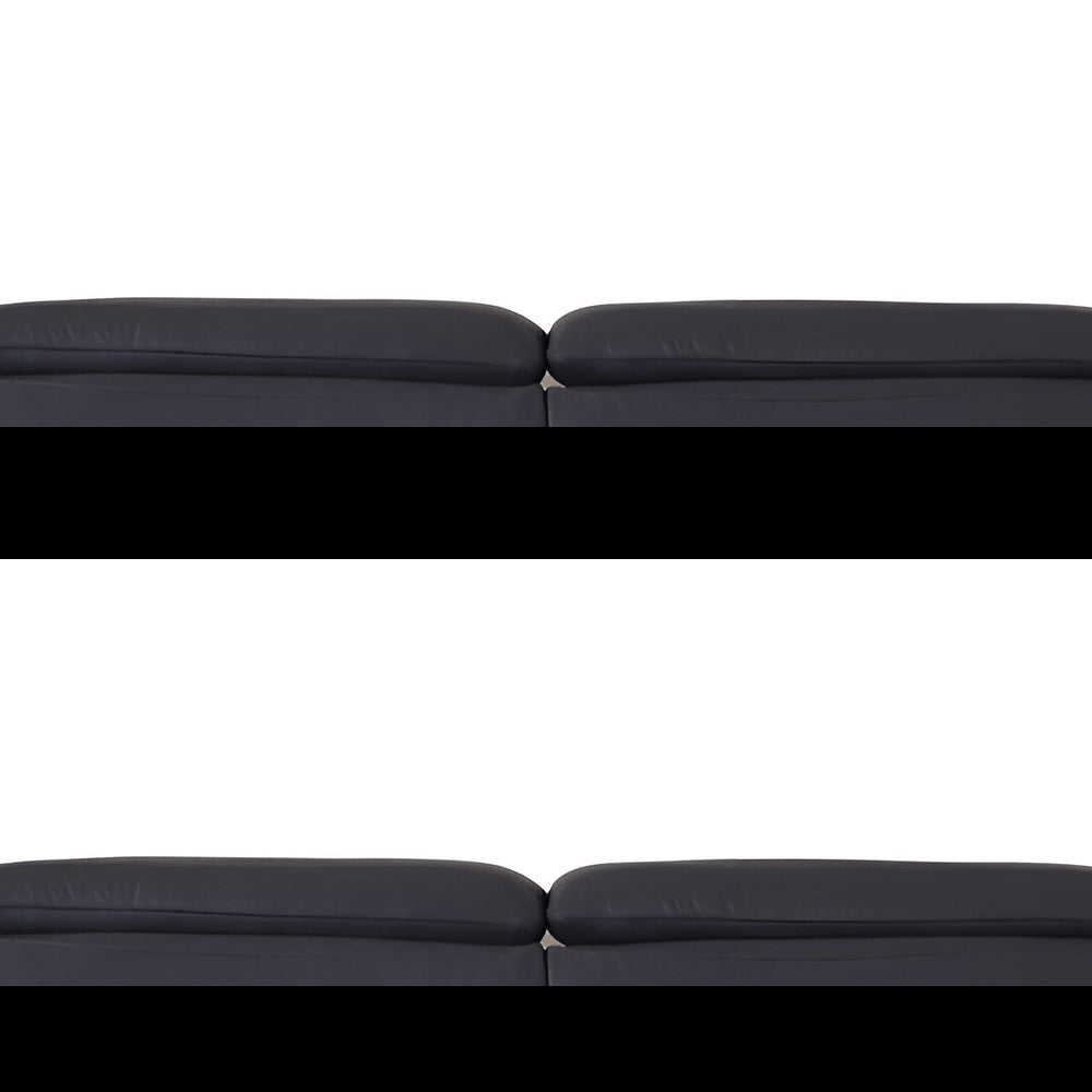 87" Blue Italian Leather Sofa With Silver Legs