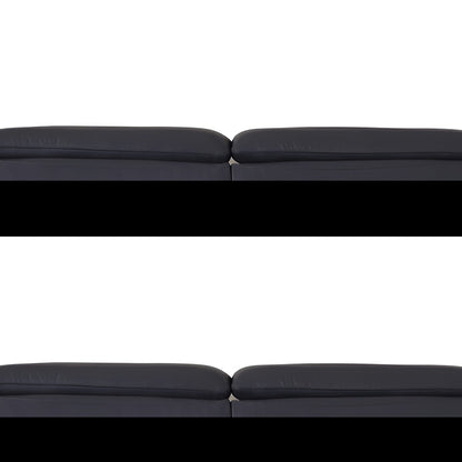 87" Blue Italian Leather Sofa With Silver Legs
