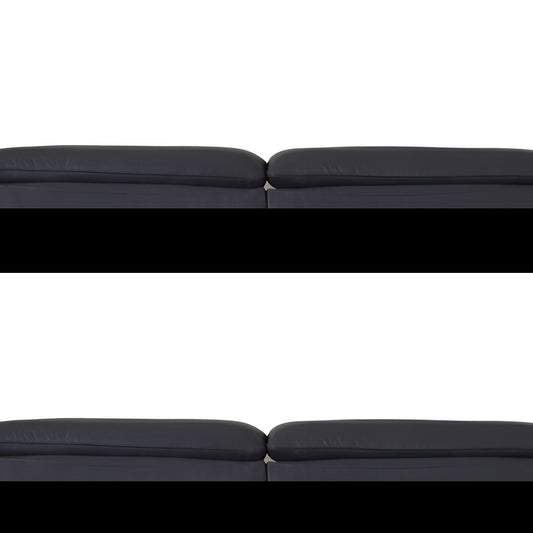 87" Blue Italian Leather Sofa With Silver Legs