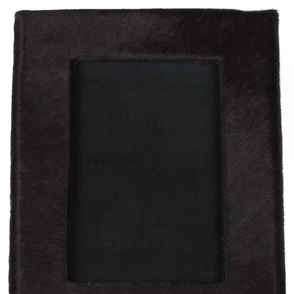 4" x 6" Black Cowhide Picture Frame with Mat