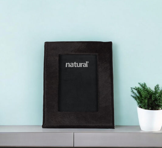7" X 9" Black  Cowhide   4" X 6" Picture Frame