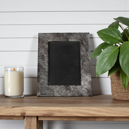 4" x 6" Gray Cowhide Tabletop Picture Frame with Mat