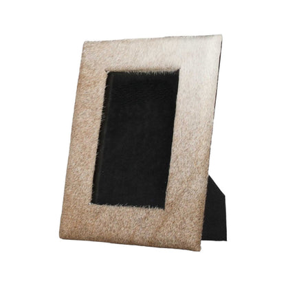 4" x 6" Gray Cowhide Tabletop Picture Frame with Mat