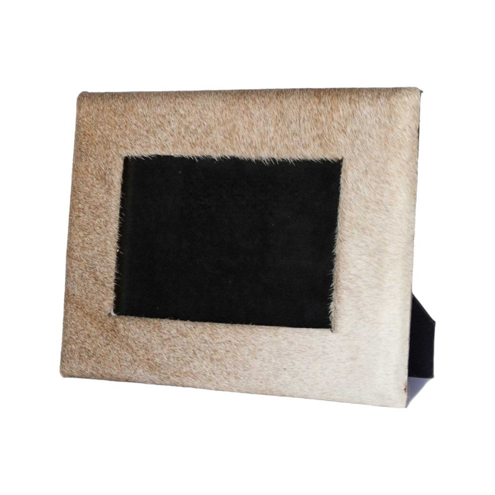 4" x 6" Gray Cowhide Tabletop Picture Frame with Mat