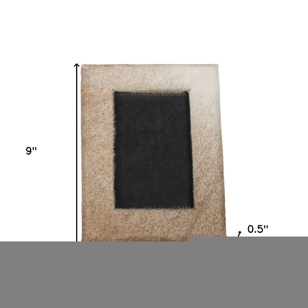 4" x 6" Gray Cowhide Tabletop Picture Frame with Mat