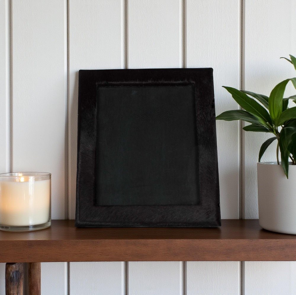 8" x 10" Gray Cowhide Tabletop Picture Frame with Mat