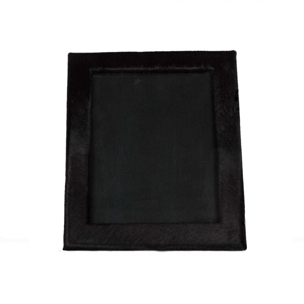 8" x 10" Black Cowhide Hanging & Tabletop Picture Frame with Mat