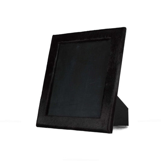 8" x 10" Black Cowhide Hanging & Tabletop Picture Frame with Mat
