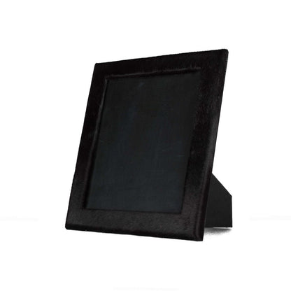 8" x 10" Black Cowhide Hanging & Tabletop Picture Frame with Mat