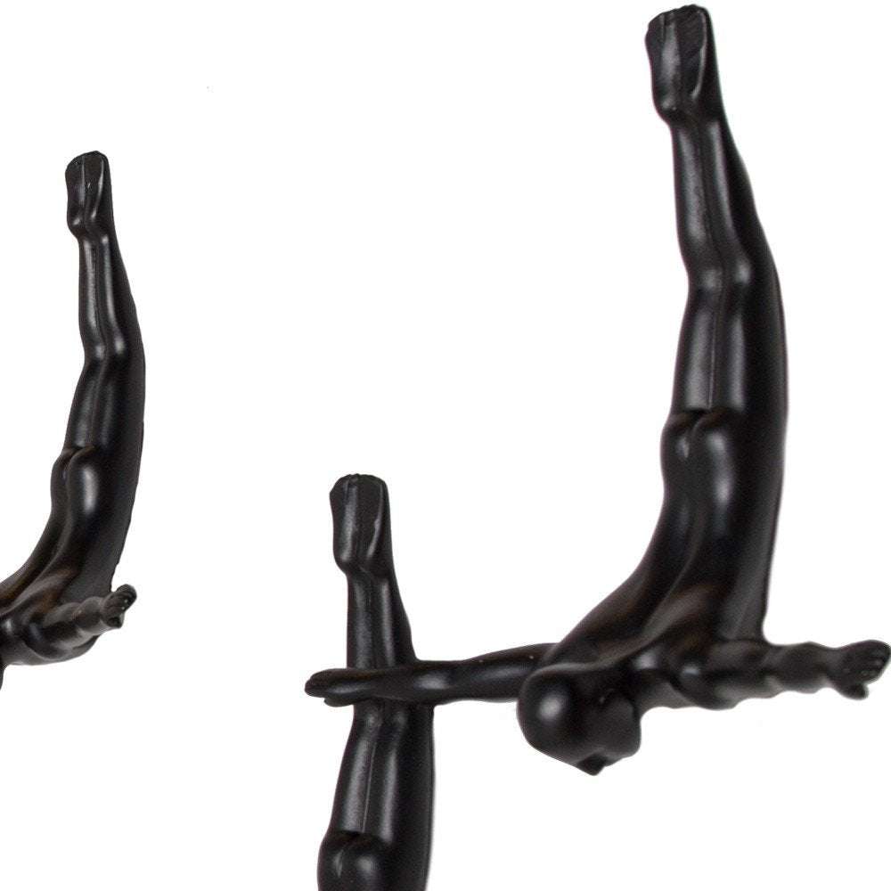Set of Three Silver Resin Diving Man Hanging Dimensional Sculpture