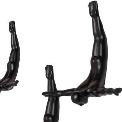 Set of Three Silver Resin Diving Man Hanging Dimensional Sculpture