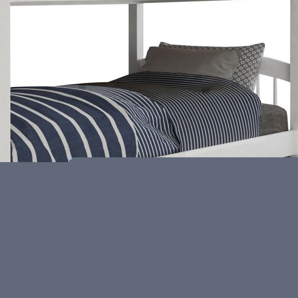 White Twin Solid Wood Bunk Bed With Trundle And Storage