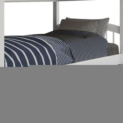 White Twin Solid Wood Bunk Bed With Trundle And Storage