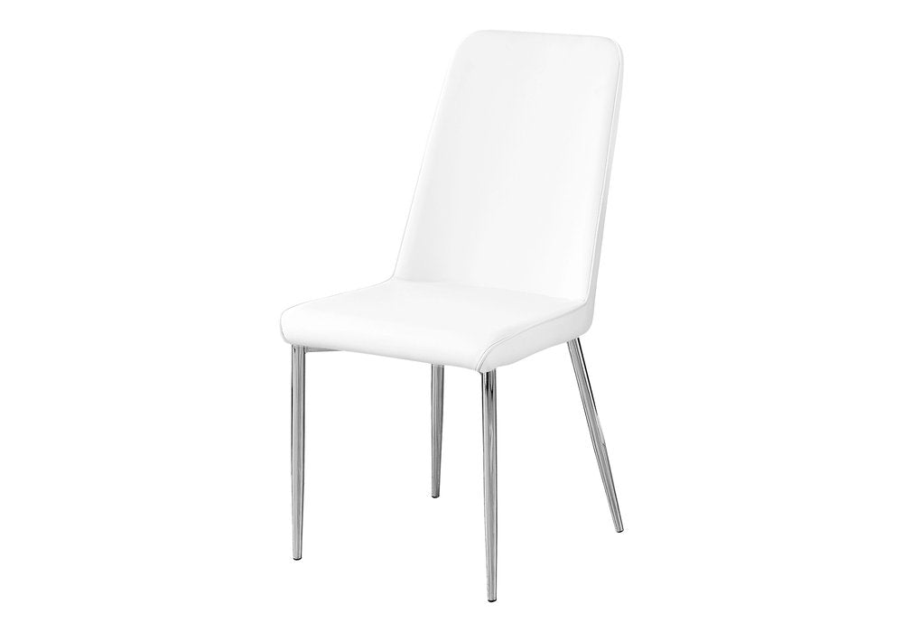 Set of Two White And Silver Upholstered Faux Leather Dining Side Chairs