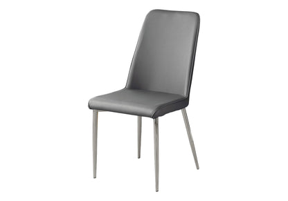 Set of Two White And Silver Upholstered Faux Leather Dining Side Chairs