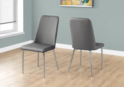 Set of Two White And Silver Upholstered Faux Leather Dining Side Chairs