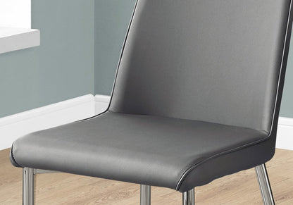 Set of Two Black And Silver Upholstered Faux Leather Dining Side Chairs