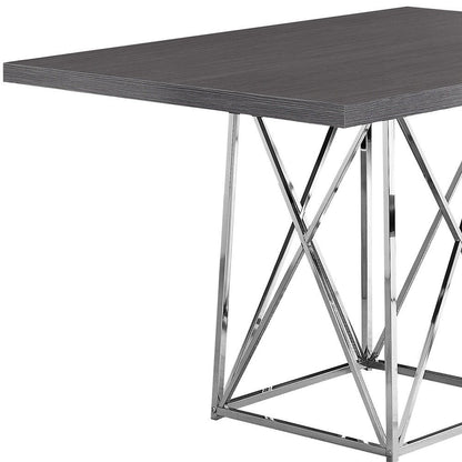 48" Taupe And Silver Metal Dining Table