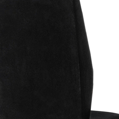 Set of Two Black And Silver Upholstered Velvet Dining Side Chairs