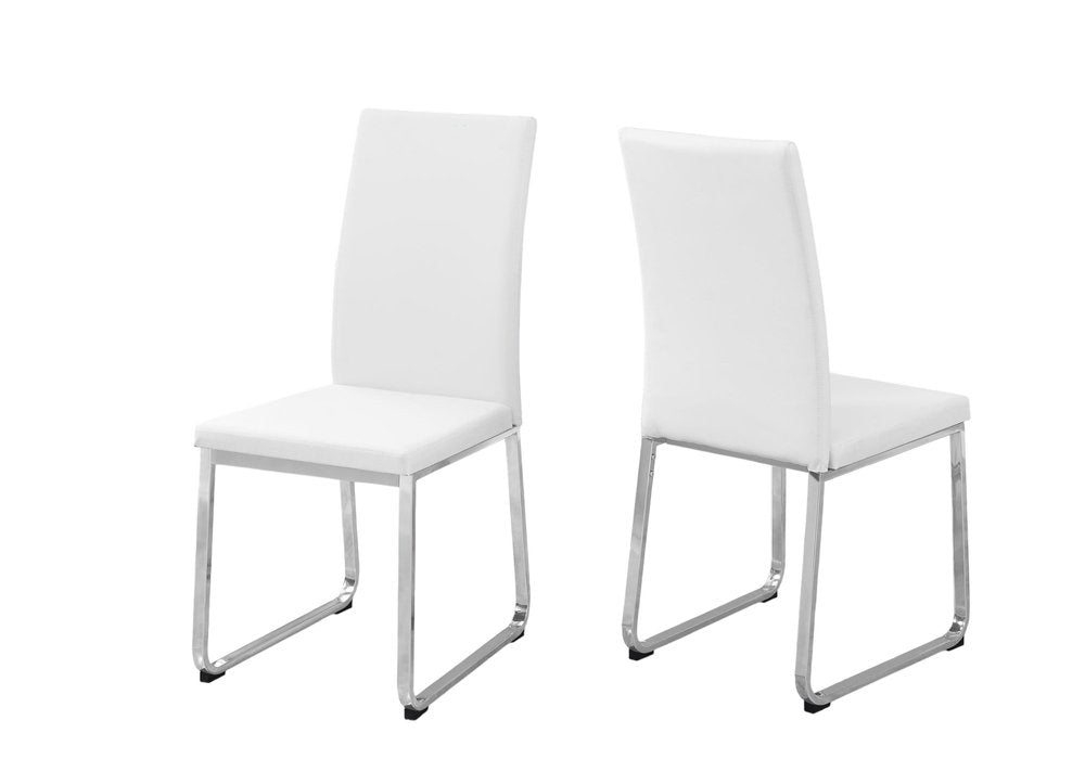 Set of Two Black And Silver Upholstered Faux Leather Dining Side Chairs