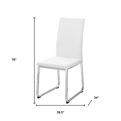 Set of Two Black And Silver Upholstered Faux Leather Dining Side Chairs