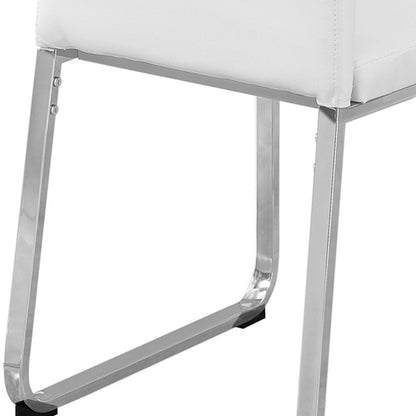 Set of Two Black And Silver Upholstered Faux Leather Dining Side Chairs