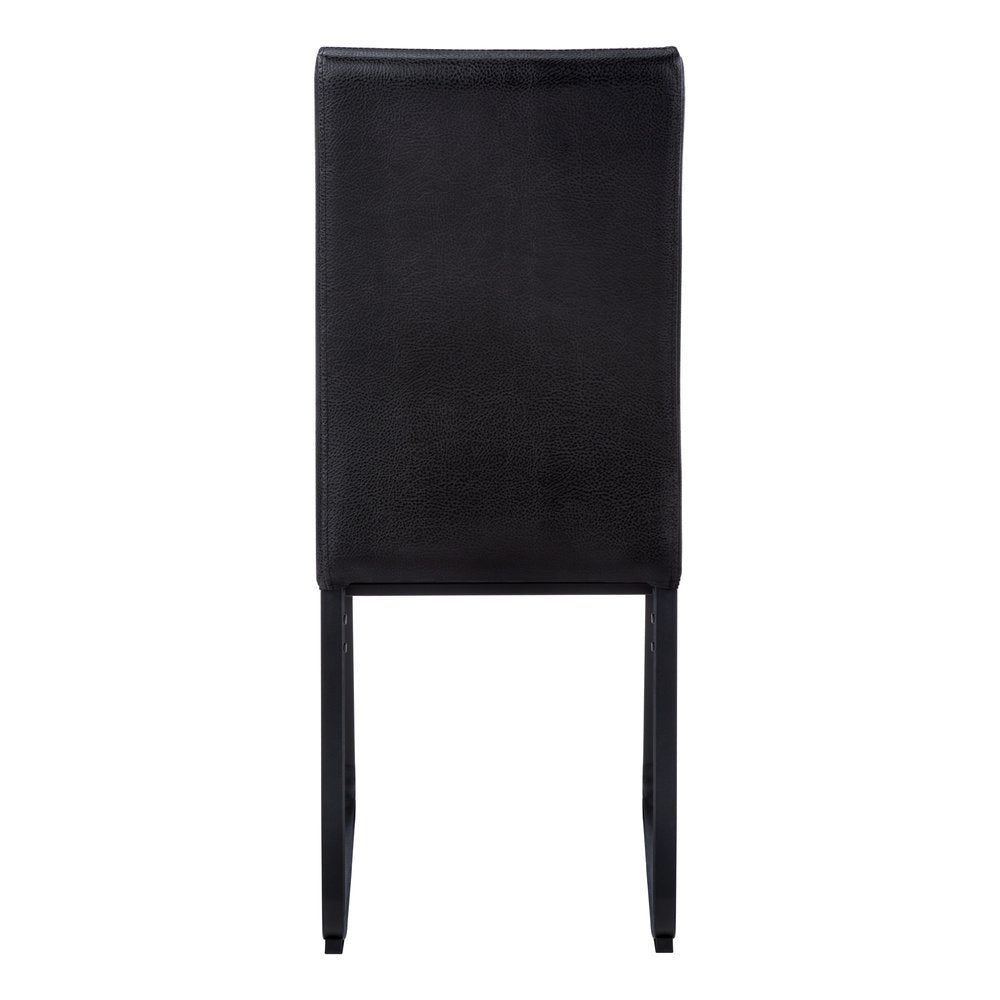 Set of Two Black Upholstered Faux Leather Dining Side Chairs