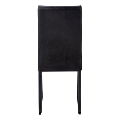 Set of Two Black Upholstered Faux Leather Dining Side Chairs
