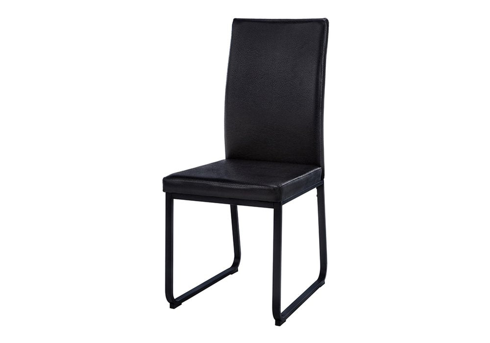 Set of Two Black Upholstered Faux Leather Dining Side Chairs