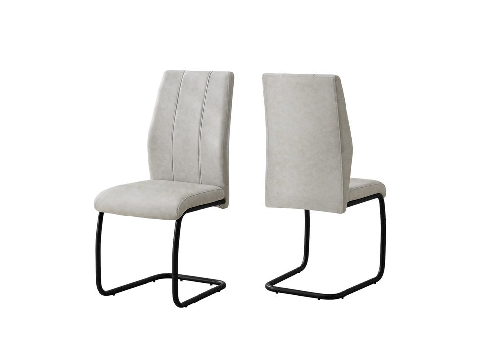 Set of Two Gray And Black Upholstered Polyester Dining Side Chairs
