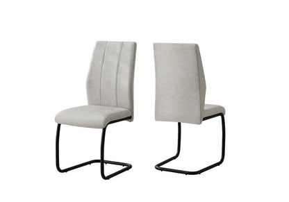 Set of Two Gray And Black Upholstered Polyester Dining Side Chairs
