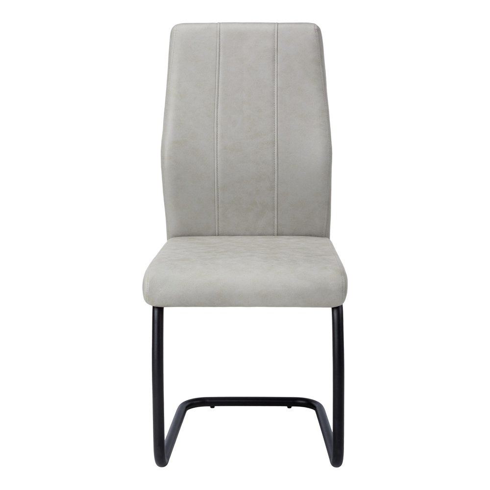 Set of Two Gray And Black Upholstered Polyester Dining Side Chairs