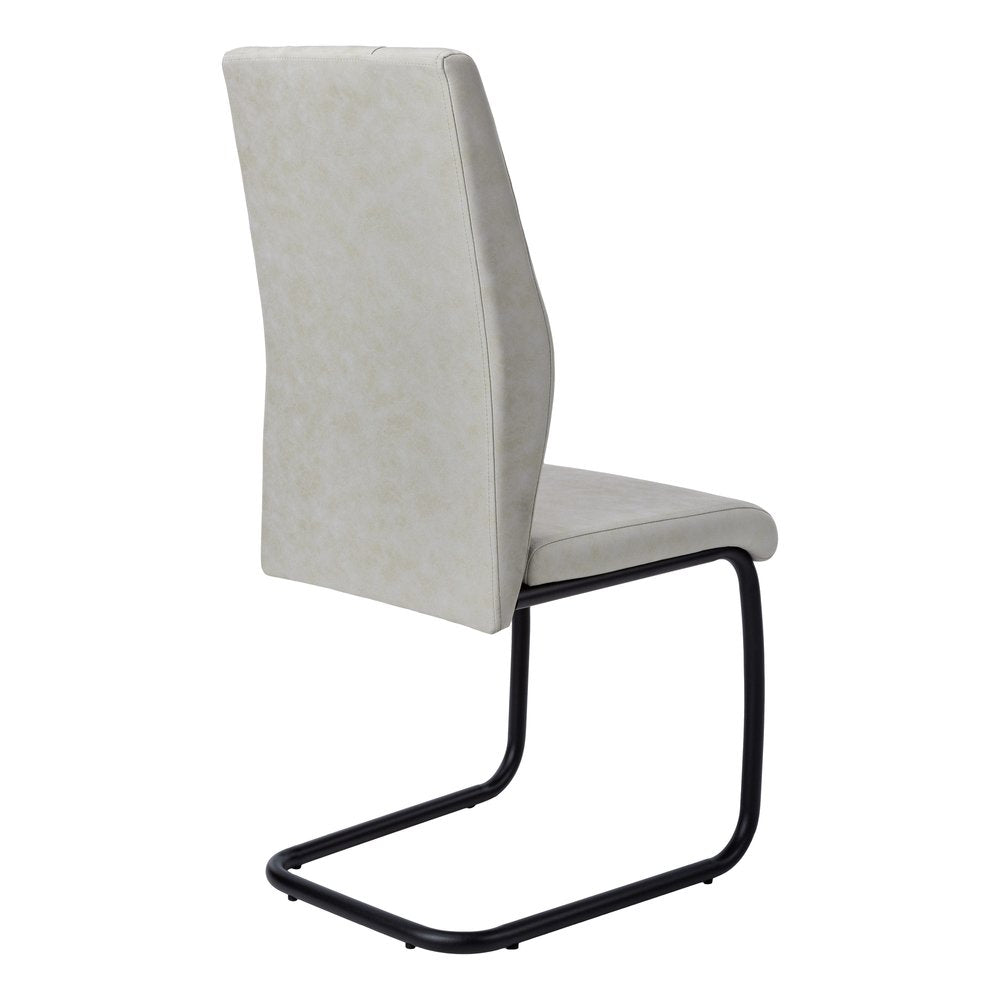 Set of Two Gray And Black Upholstered Polyester Dining Side Chairs