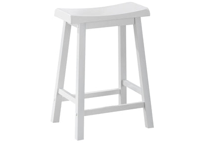 Set of Two 48" White Solid Wood Backless Bar Chairs