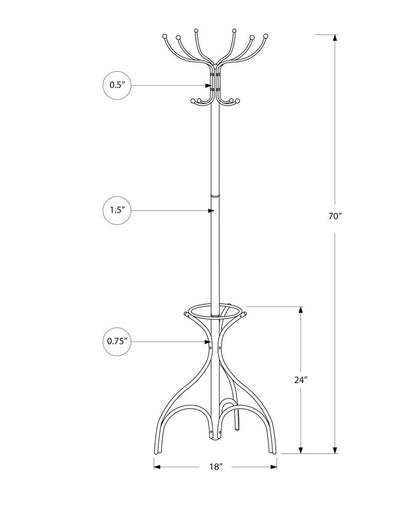 18" X 18" X 70" White  Metal  Coat Rack