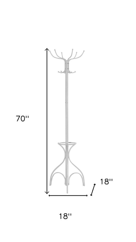18" X 18" X 70" White  Metal  Coat Rack