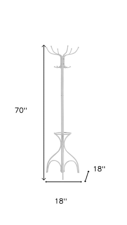 18" X 18" X 70" White  Metal  Coat Rack