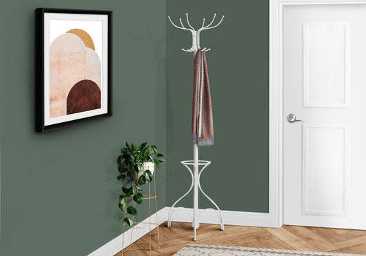18" X 18" X 70" White  Metal  Coat Rack