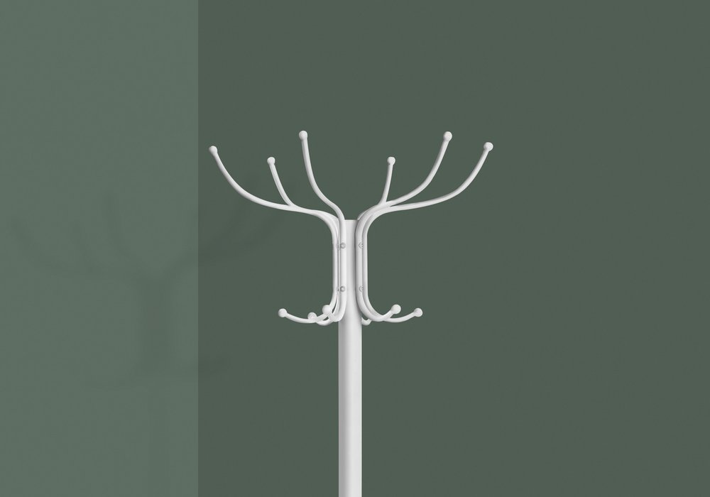 18" X 18" X 70" White  Metal  Coat Rack