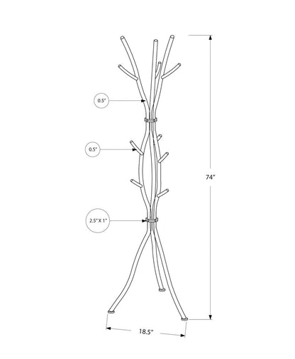 74" White Metal Modern Tree Branch Coat Rack