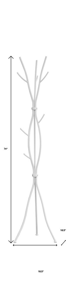 74" White Metal Modern Tree Branch Coat Rack
